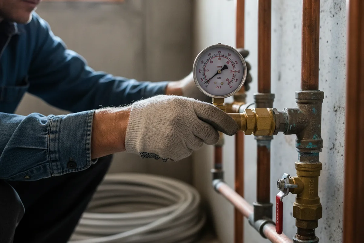 Pressure testing a repaired line during Water Line Repair in Hill